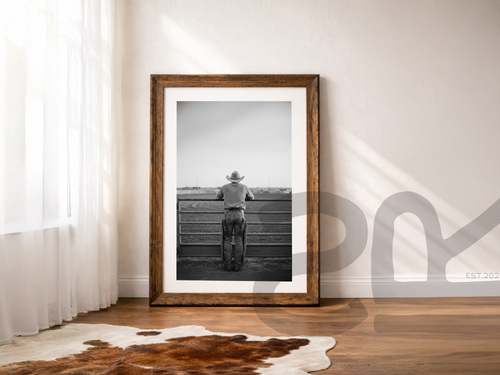 Cowboy Hat Print — Black and White Western Wall Art, Man Cave Decor, Gift for Him | Instant Digital Download